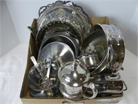 BOX: APPROX. 15 SILVERPLATE SERVING PIECES.