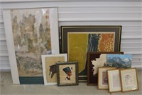 Variety of framed prints and pictures
