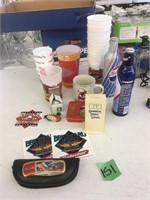 asst beer cups, husker & other items