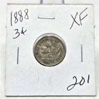 1888 Three Cent XF