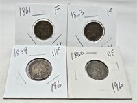 1859, ’60, ’61, ’63 Cents F-VF