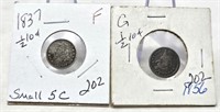 1837 Half Dime F (Small 5 Cent); 1856 Half Dime G