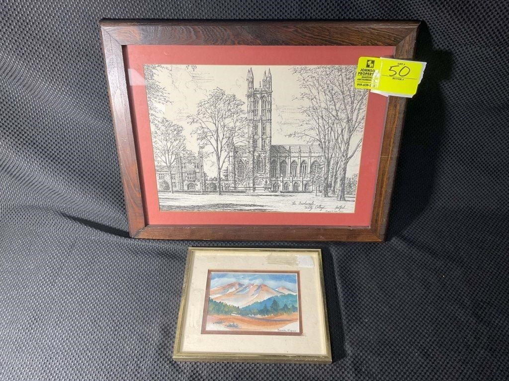 SET OF TWO FRAMED PRINTS ONE FROM TRINITY COLLEGE