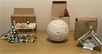 Snowball Candle, Lighted Cottage, and Bird House