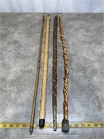 Unique walking sticks, set of 4