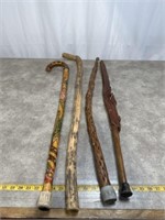 Walking sticks and cane, set of 4