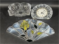 Staiger Quartz Clock, Glass Bowl, Floral Glass