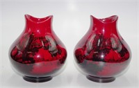 Two Royal Doulton flambe Woodcut vases