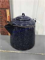 Blue enamel pot approx 12" T