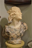 Mixed alabaster bust of a woman