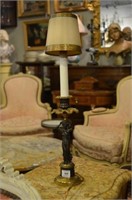 French two toned bronze candlestick as lamp