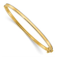 14K- Two-tone Polished and D/C Hinged Bangle