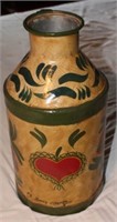 "By Johnny Claypool 78" ptd and decorated milk can