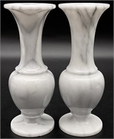 Pair of Vintage Marble 8in Vases