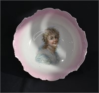Antique 10" Portrait Porcelain Bowl - Unmarked