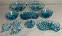 Hazel Atlas Turquoise Glass Bowl & Snack Plate
