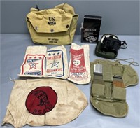 Bank Bag; Military & Brunton Binocular Lot