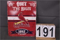 Obey The Rules Cardinal Sign 14.5" X 11.5" Metal