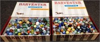 (899) Glass Marbles - Two Cigar Boxes