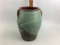 Stoneware Painted Pot with double Vent Handles,
