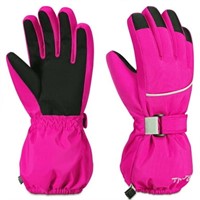 ThxToms Kids Warm Gloves  Waterproof  Rose Red