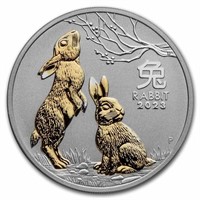 2023 Australia 1 Oz Silver Lunar Rabbit Gilded