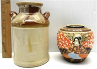 Pottery w/Oriental Vase