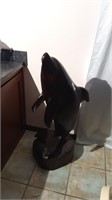 Wood Carved Dolphin Statue