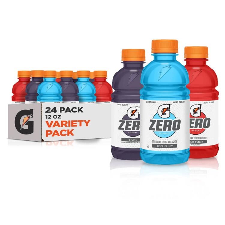 GZero 24/12OZ Pack Grape, Cool Blue, Fruit Punch