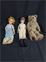 2 Victorian Porcelain Bisque Head Dolls & More