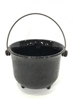 Indiana glass tiara black footed bowl w/ handle