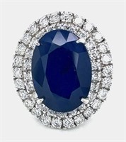 $9800  7.50 cts Blue Sapphire & Diamond 14k Ring