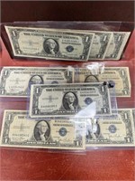 (9) 1935 $1. Silver Certificates - Circulated