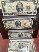 (4) 1963 $2.00 U.S Red Seal Notes - Circulated