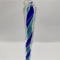 Blue Art Glass Icicle Christmas Ornament