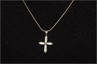 Sterling Italy Chain & MOP Cross Pendant