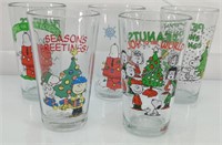 5 pc Peanuts Christmas glasses