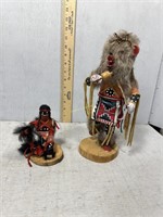 Two Kachina Dolls **as is 12" H & 3" H