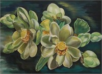 Lucille McIntyre "Magnolias" Egg Tempera