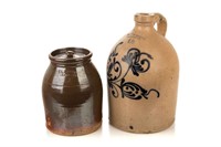 TWO CANADA EAST STONEWARE JUGS