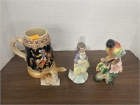 Vintage figures and beer stein