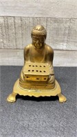 Vintage Brass Footed Buddha Statue 4"