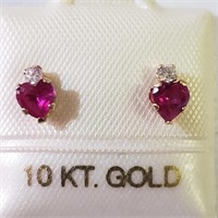 $140 10K Ruby CZ Earrings