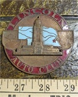 Vtg Lincoln Auto Club Brass Medallion made by