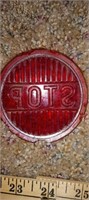 Vintage Glass Stop Light Lens Taillight Cover.