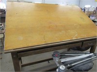 Oak Base Drafting Table, Stool and Vemco