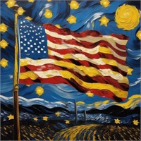 Old Glory Starry Night LTD EDT Signed Van Gogh LTD