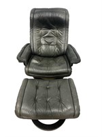 Ekornes Stressless Black Leather Chair & Ottoman