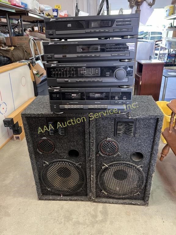 2 large stereo speakers (untested).  27” H x 15”