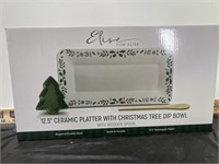 Elise 12.5" Ceramic Platter with Christmas Tree